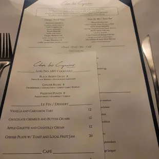 menu