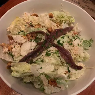 Caesar Salad with Parmesan Cheese, croutos, anchovies