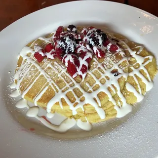 Berries and creme fraiche pancakes