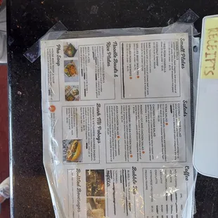 Menu of food plates sold