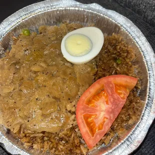 Lamb and gollof jollof Rice