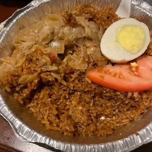 a plate of food with a hard boiled egg