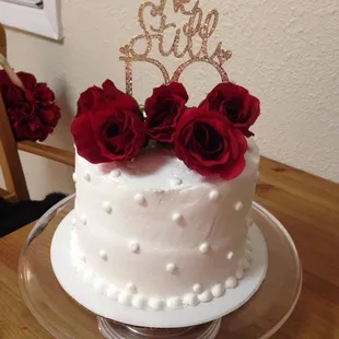 Chez Ru Rene made us a replica of the top of our wedding cake for our 10-year anniversary. (FYI - Flowers/topper were mine).