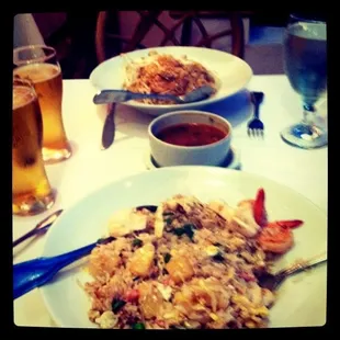 Pineapple Rice, Hot &amp; Sour Soup, Basil Pad Thai