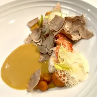 Lobster, truffle shavings (separate cost of $90), my favorite part was the honey nut squash