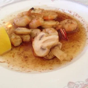 This is shrimp sautéed in some kind of sauce that is just succulent.  Couldn't get the ingredients nor could I pronounce it.