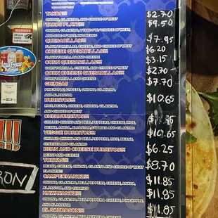 Menu as of Oct 2023