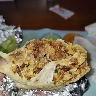 Tripas Burrito. Dang that was freaking amazing. Crispy creamy tripas, not that rubbery stuff! Hella good, I think this is my new spot!