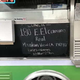 Lunchtime (10AM-2:30PM) location (different from dinner location!)