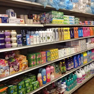 a variety of products on shelves
