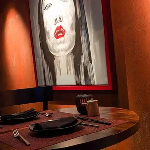 Restaurant decor and artwork.