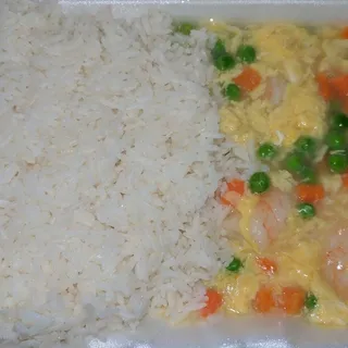 Shrimp with Egg Sauce on Rice