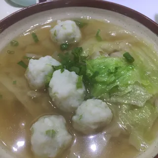 Homemade Cuttlefish Ball Rice Noodle Soup