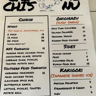 menu, sushi and sashimi