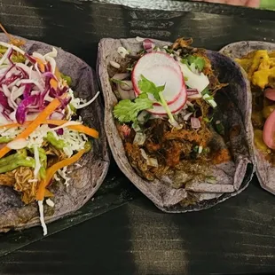 Tacos - fantastic!  Blue corn tortillas