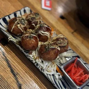 Takoyaki was pretty good but slightly mushy inside.