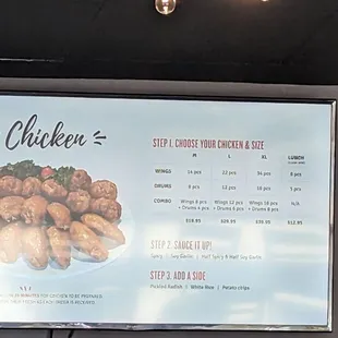 menu and prices