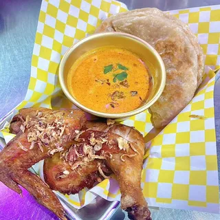Yellow curry, Roti, Fried Chicken