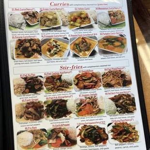  menu for a restaurant