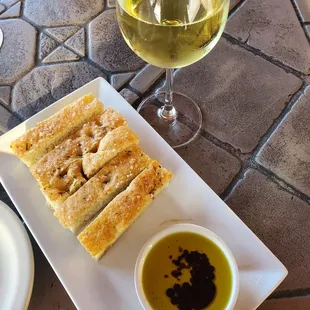 Awesome bread and a nice Chardonnay.