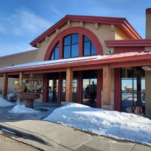 Outside the restaurant.