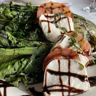 Wood fire grilled romaine caprese salad