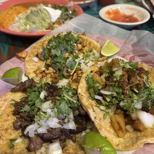 Three tacos plate