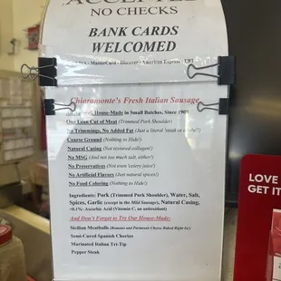 Their amazing sausages ingredients