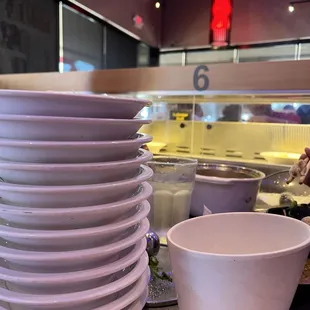 Stack of used bowls