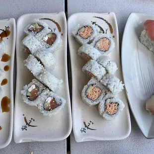 a variety of sushi and rolls