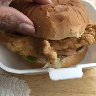 The bread is soft and buttery and the chicken was hot to the touch. The special sauce inside is what makes it so famous