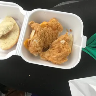 Just stop by chic a sea at 1417 pembroke ave and ordered a big chic sandwich. For the cost of five dollars this is what you get.