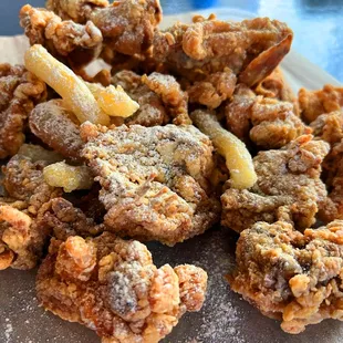 a pile of fried food