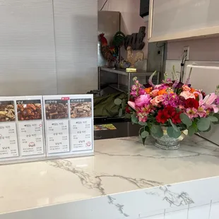 Menu on the counter