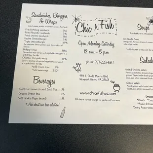 menu