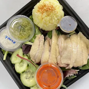 Hainan Chicken Rice over salad