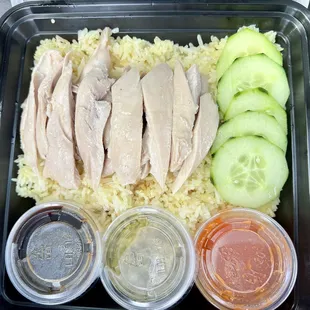 Hainan chicken rice (skinless thigh Extra Skinless Leg Meat).
