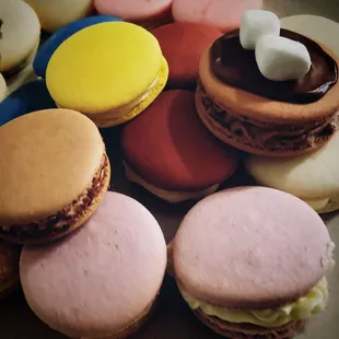 a variety of macarons