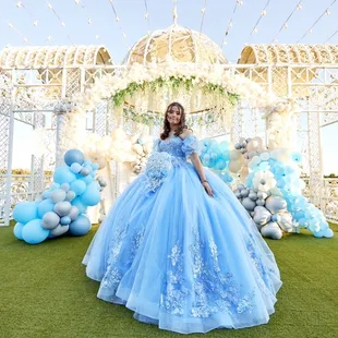 The back  (there's a beautiful lake in the back)