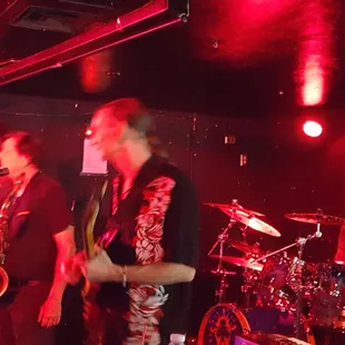 a band playing on stage