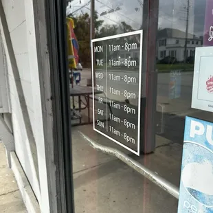 That window with the hours