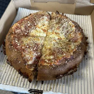 Chicago Style Stuffed Pizza (mini) w/ Beef, Bacon &amp; onions. Delicious!