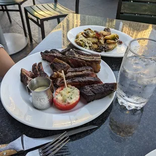 We split the center barrel cut filet mignon and dry aged marinated Cajun rib eye