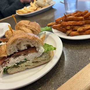 Chicken salad club on croissant