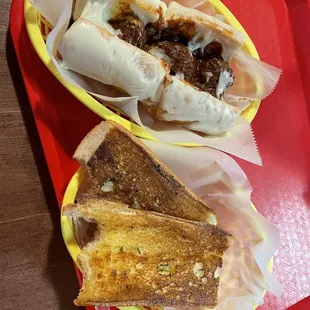 Cheesy Meatball and Garlic Bread