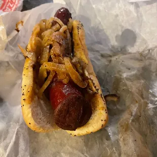 Polish Sausage burned and dry.