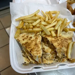 a sandwich and french fries