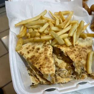 a sandwich and french fries