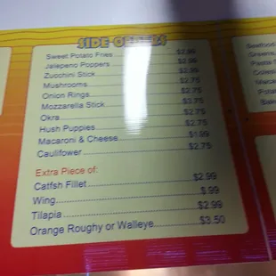 Side of menu please