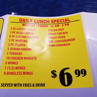 lunch specials during the week